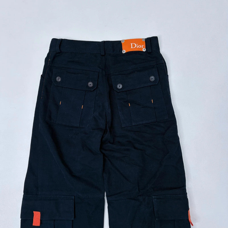 navy fitted flared Dior cargo pants