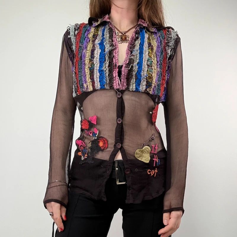 Desigual embroidered Sheer Shirt