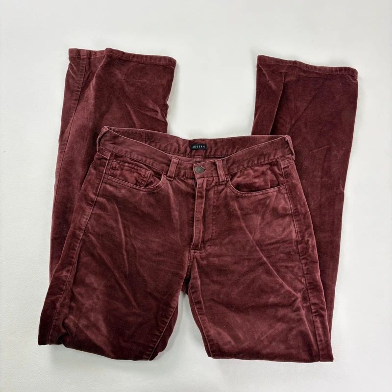 burgundy flared leg velour trousers