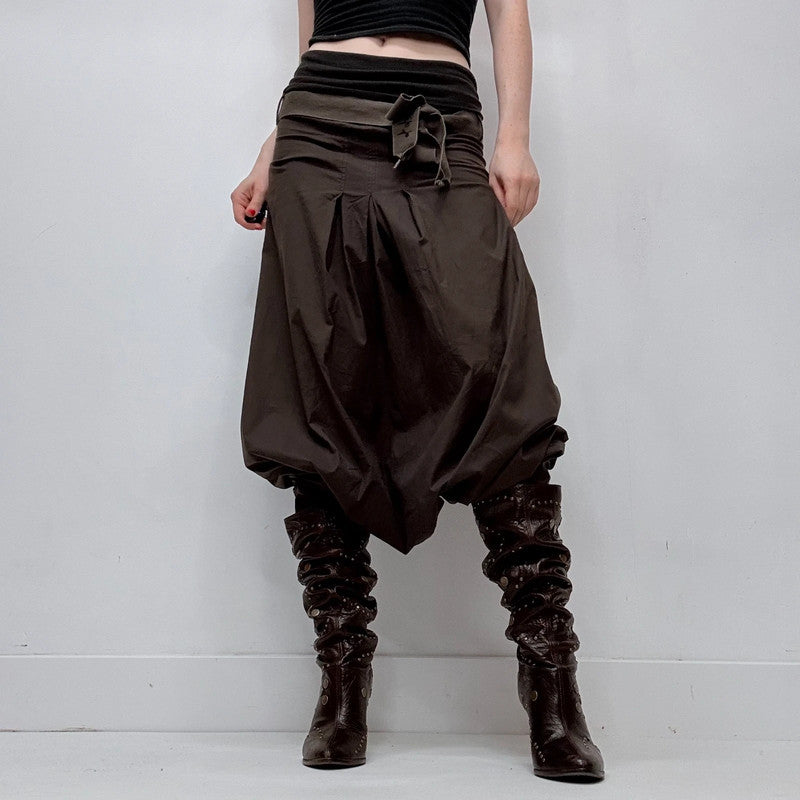 Cop Copine brown pleated drop waist fold waist trousers