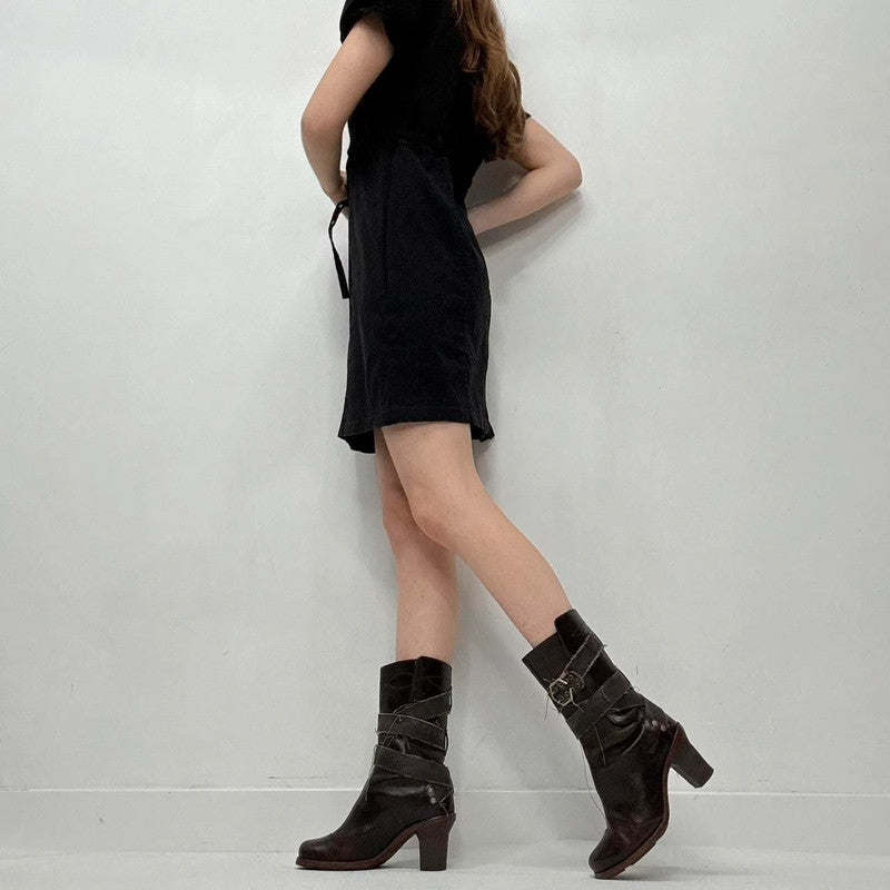 black puff pinstripe mini dress