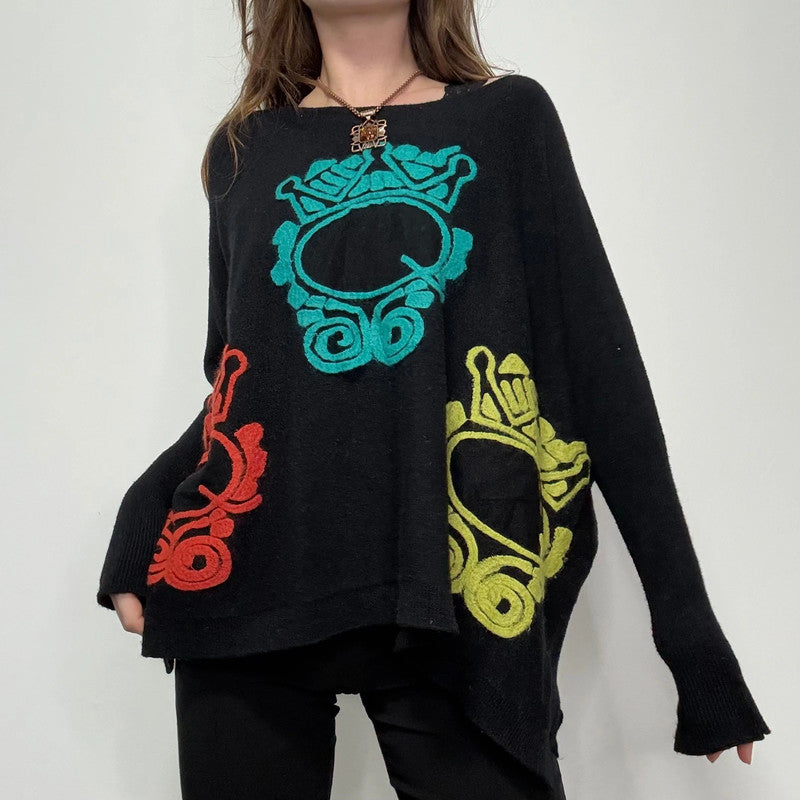 black batwing slouchy Save The Queen jumper