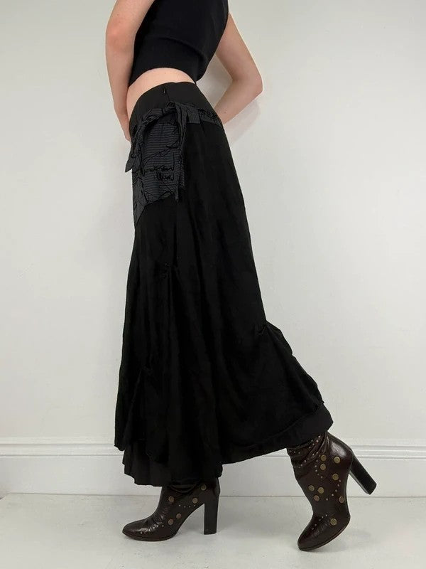 black pinstripe layered grunge maxi skirt