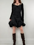 black grunge layered structured IKKS french midi dress