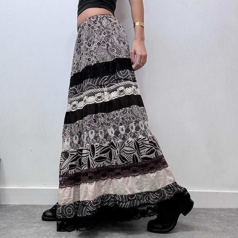 layered lace tiered fairy maxi skirt