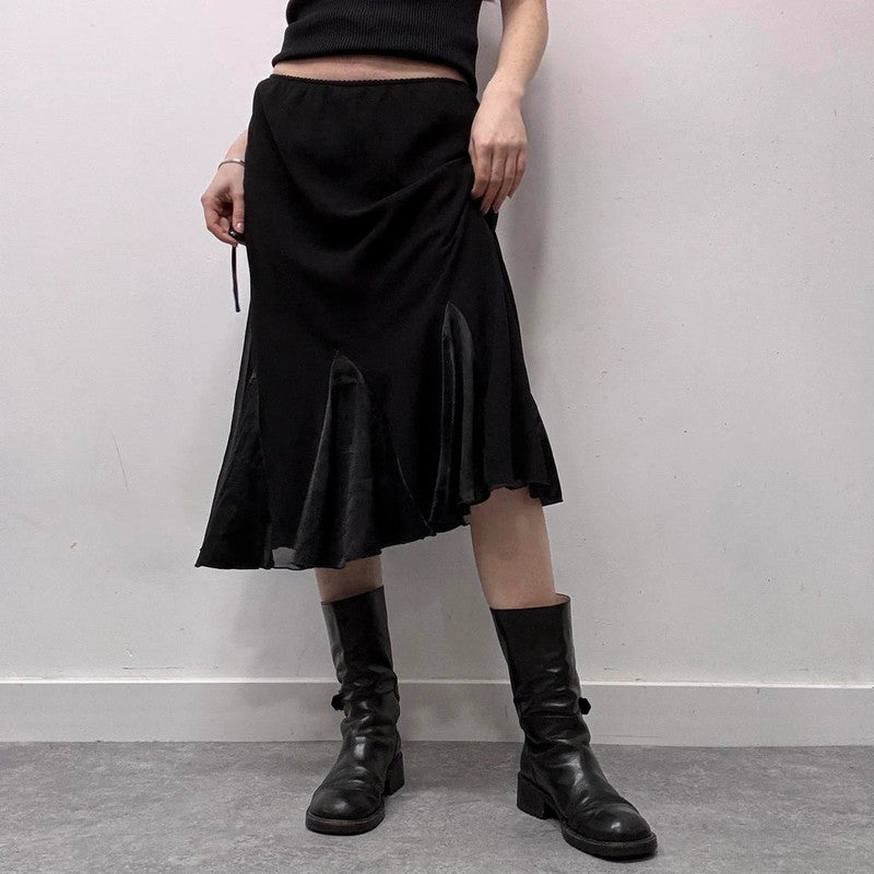 black fairy grunge midi skirt