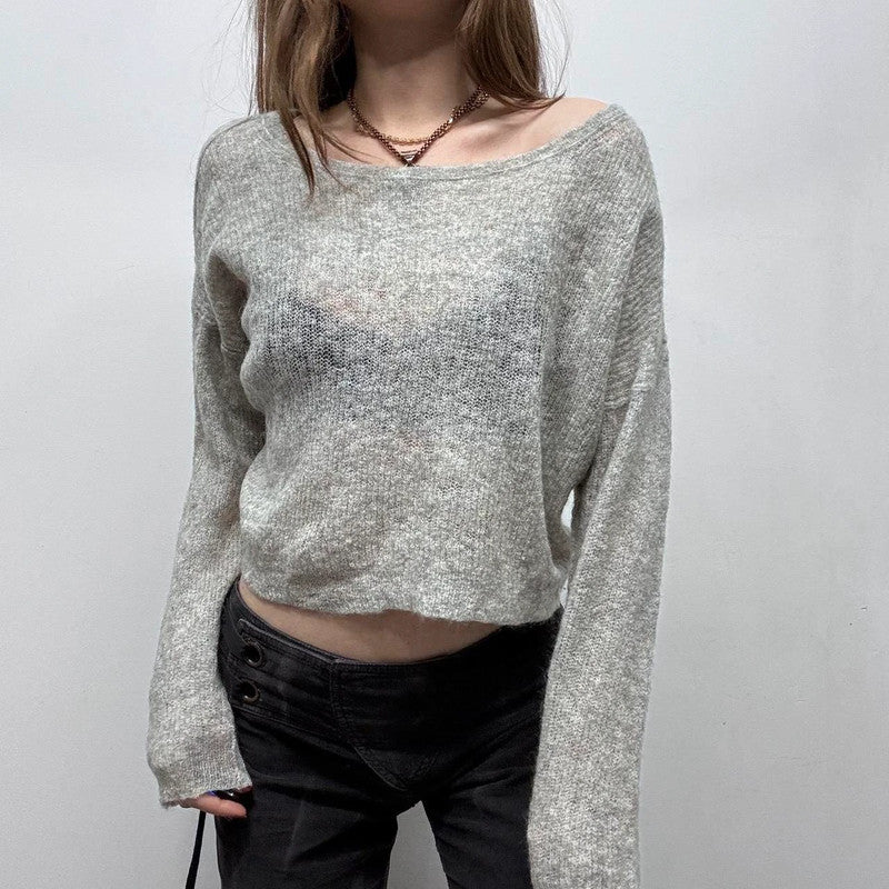 sheer mohair knit cropped jumper