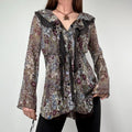 Sheer Khaki Ruffle Fairy Blouse