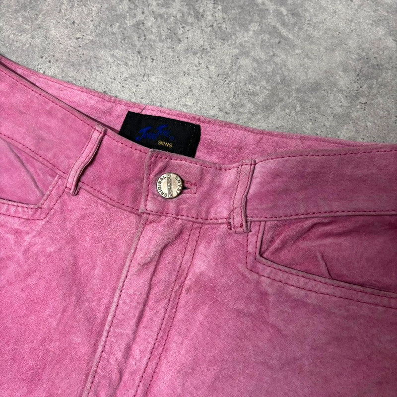pink suede western mini shorts