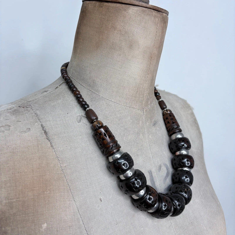 oversized chunky carved necklace