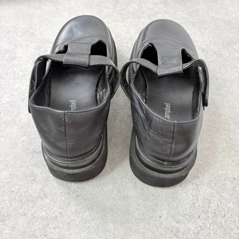 Black leather chunky Jeffrey Campbell Mary Jane loafers