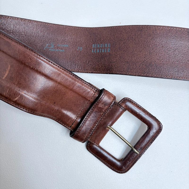 brown leather distressed thick belt