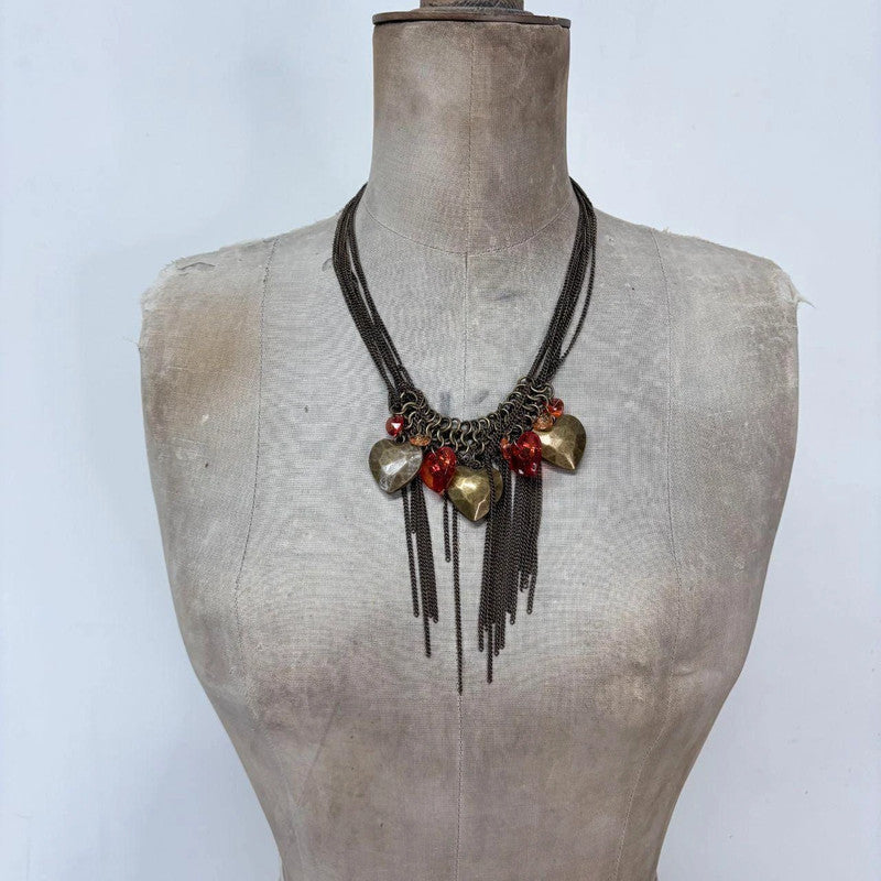 layered chain heart charm necklace