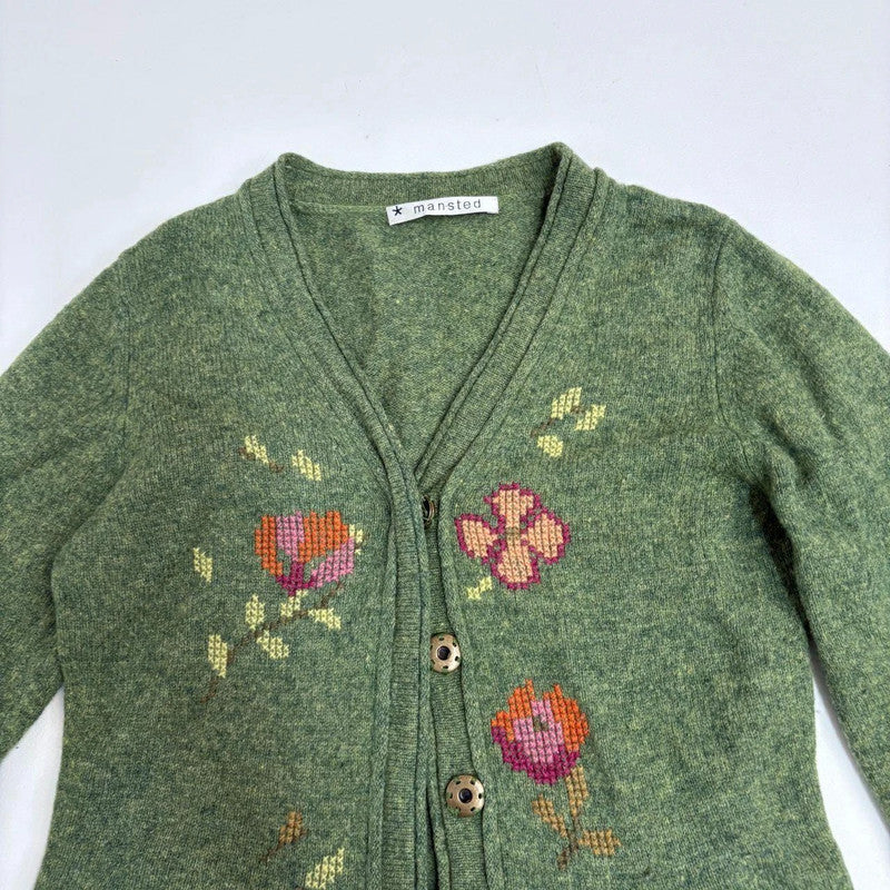 green floral embroidered flared fairy cardigan