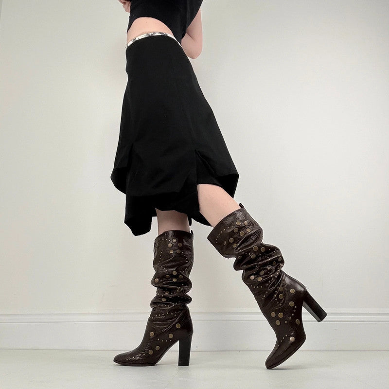 Cop Copine black pleated structured skirt