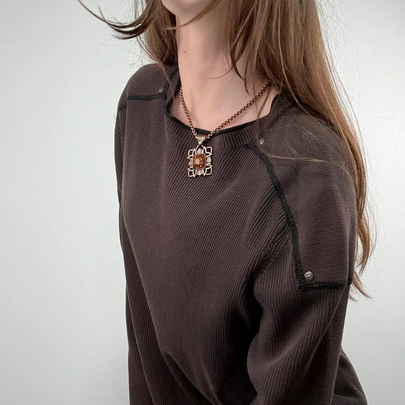 chunky knit brown ribbed jumper