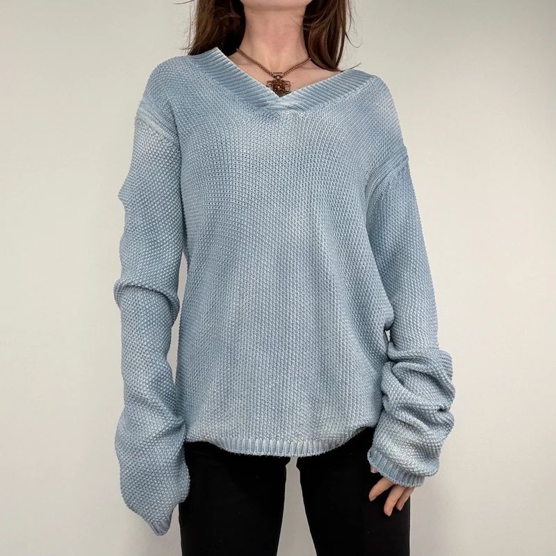 distressed chunky knit slouchy jumper