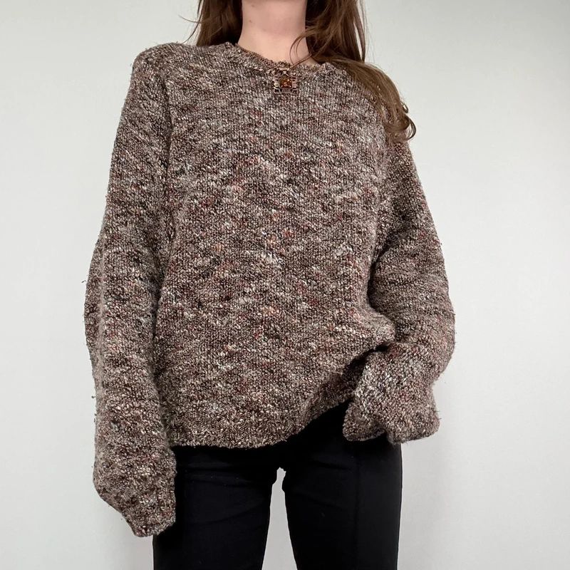 brown chunky knitted oversized jumper