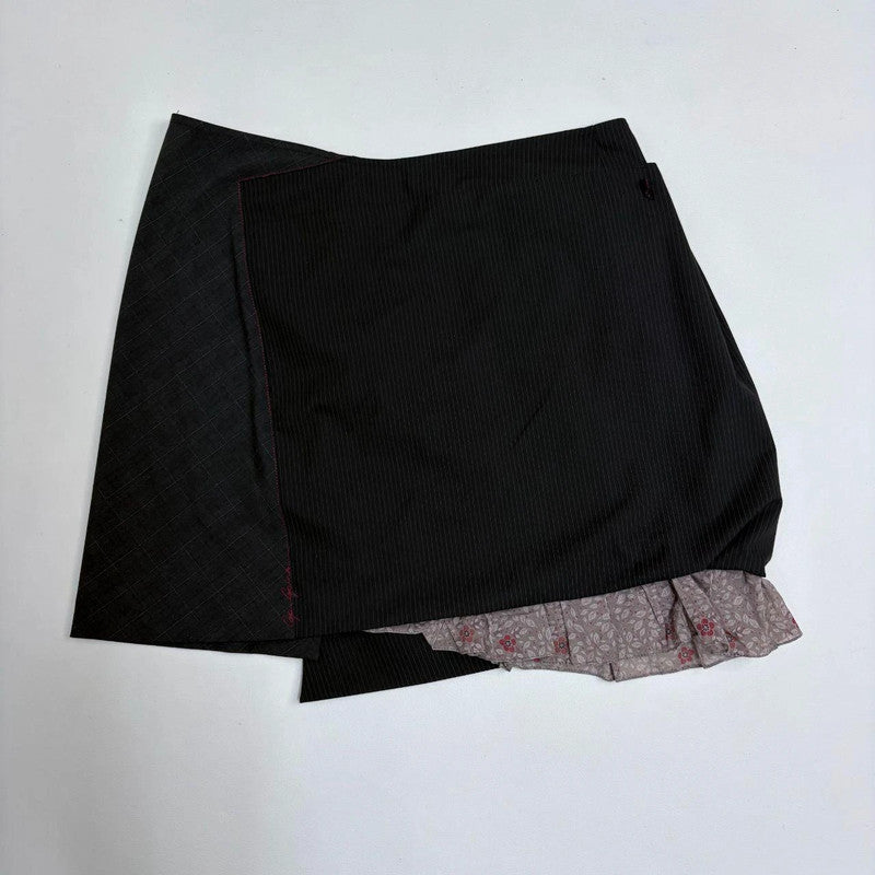 black gathered pinstripe ruffle cop copine skirt