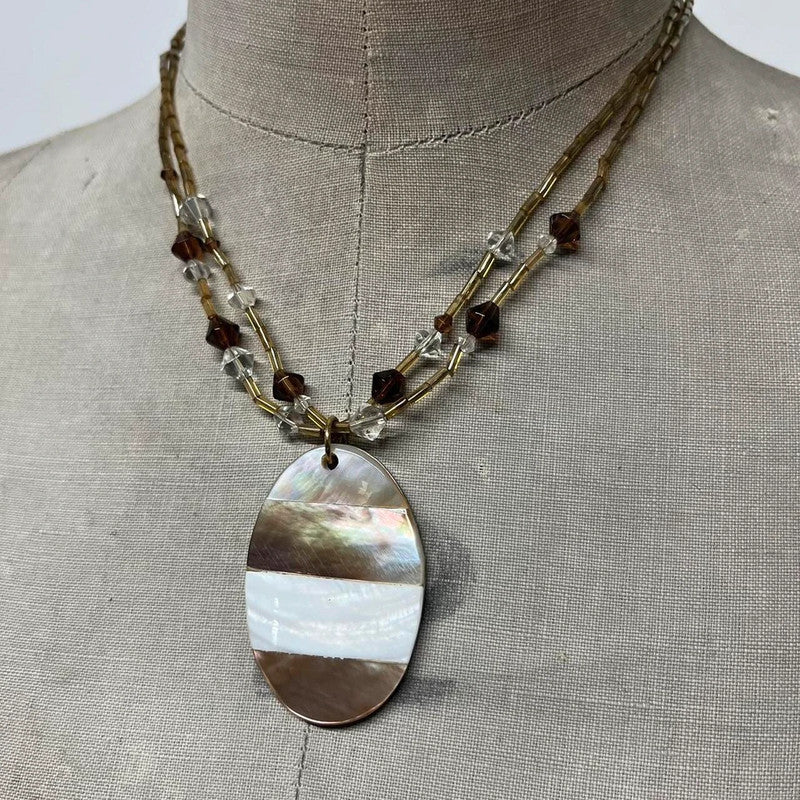 Layered beaded shell necklace