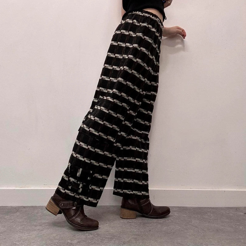 wide leg pinstripe trousers