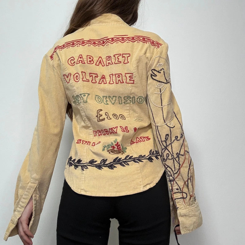 embroidered western corduroy shirt