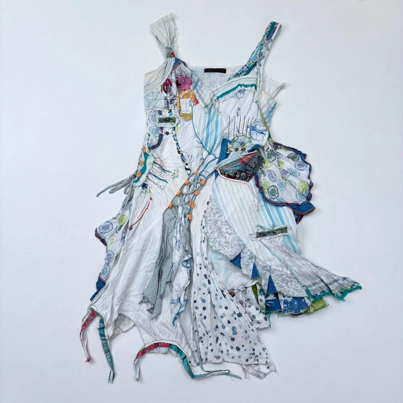 patchwork grunge fairy white dress