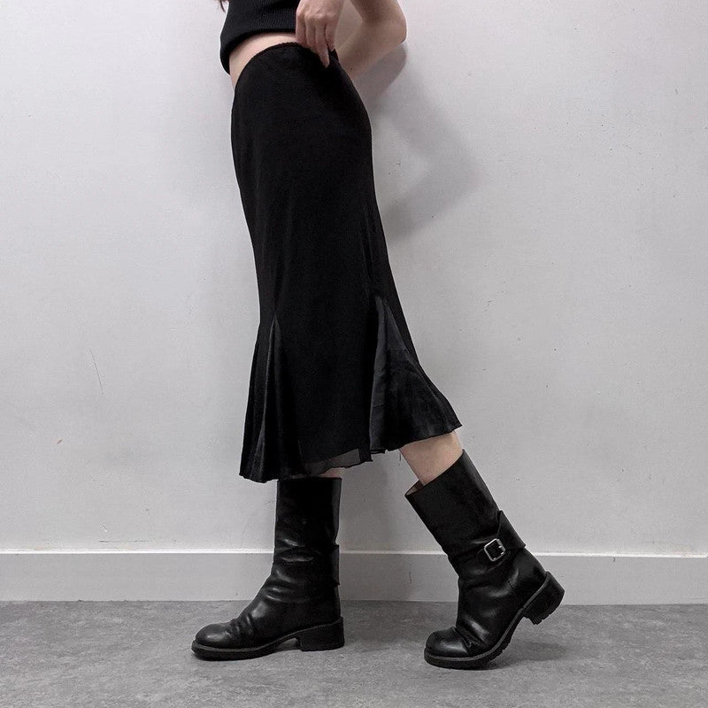black fairy grunge midi skirt