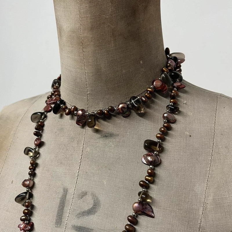 grunge pearl crystal necklace