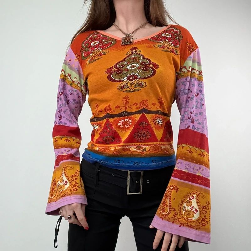 Paisley Flared Sleeve Hippie T-Shirt