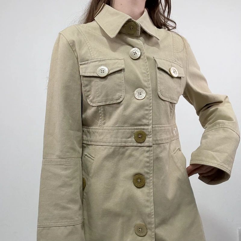 tan button canvas jacket