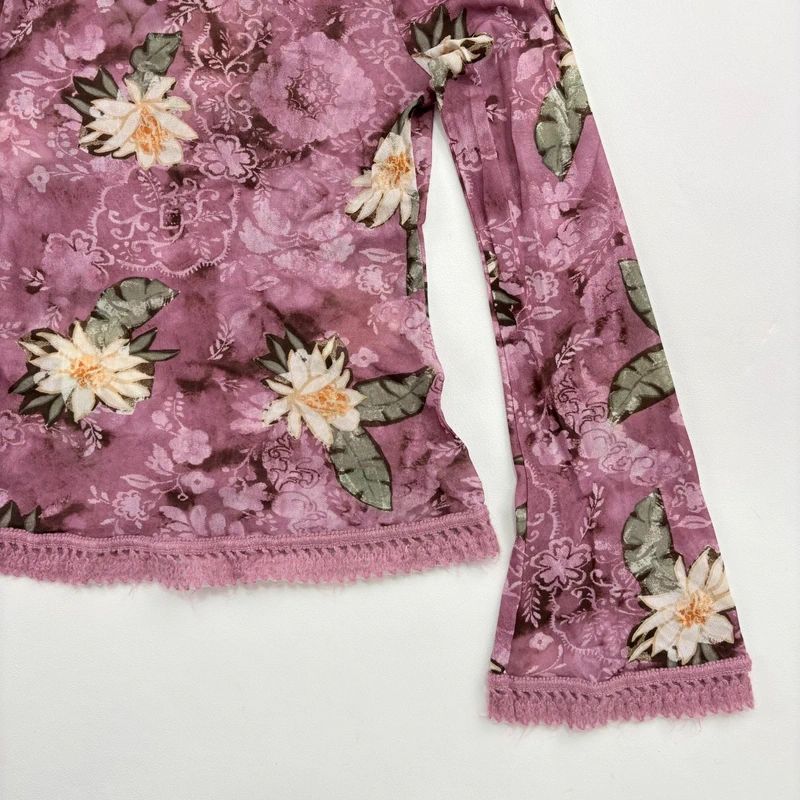 Floral Boho Fairy Pink Flared Blouse