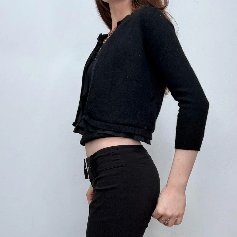 black cropped wool cardigan