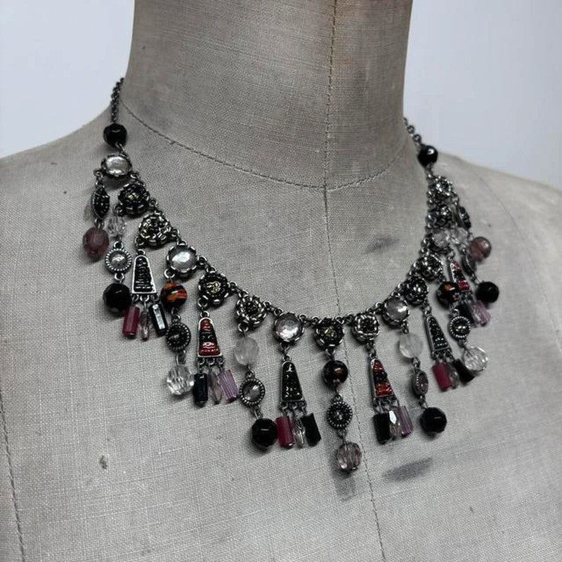 Delicate beaded charm necklace