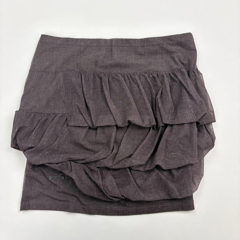Brown gathered draped puff Cop Copine skirt