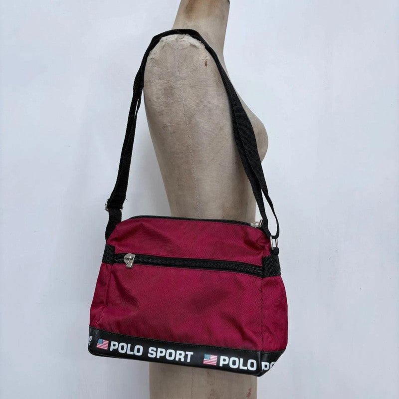 90s red Ralph Lauren polo sport bag