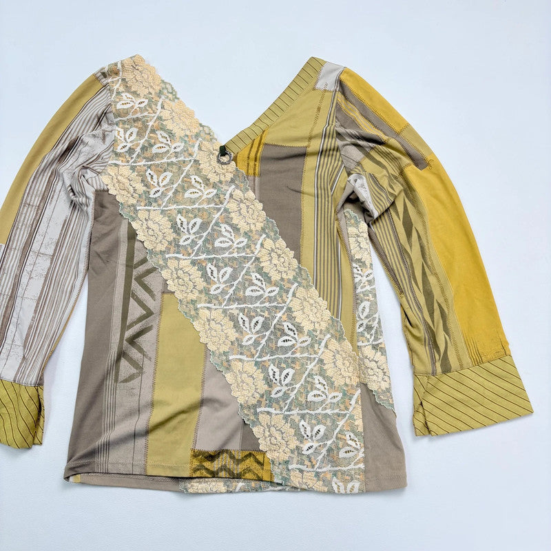 *Save the Queen* khaki lace patterned top