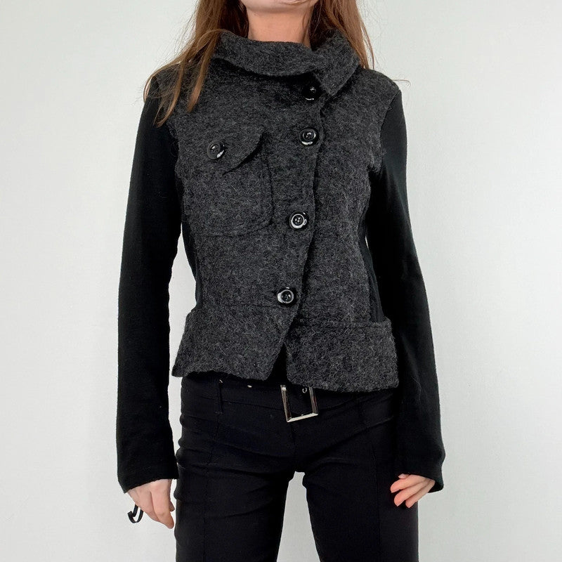 asymmetric wool high neck slouchy jacket