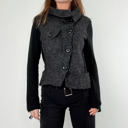 asymmetric wool high neck slouchy jacket