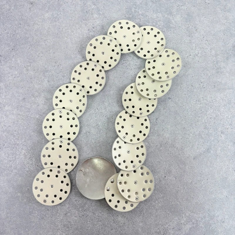 Silver leather studded circle belt
