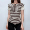 brown striped layered top