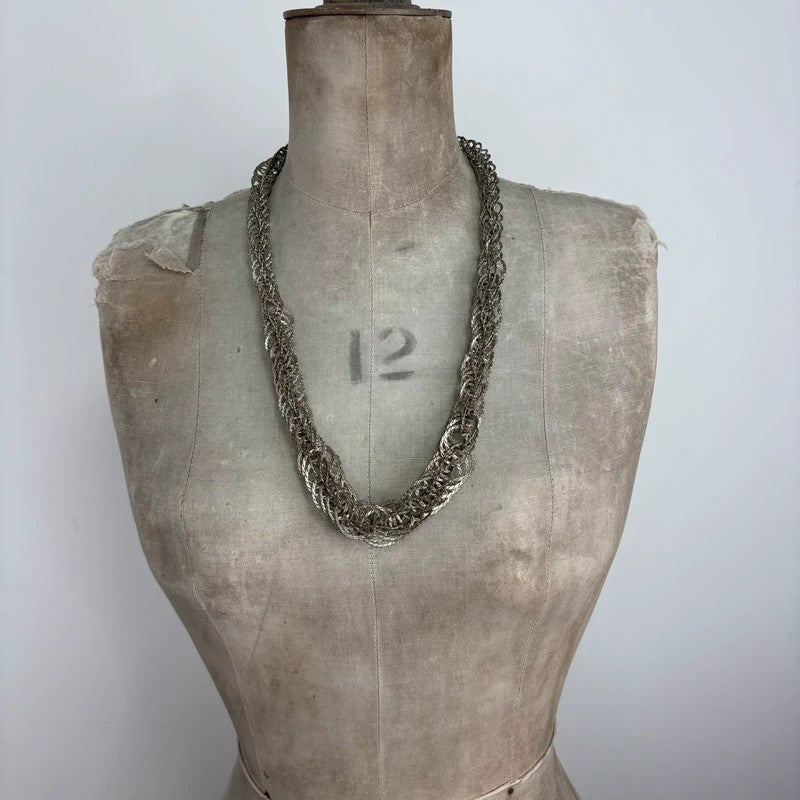 Chunky metal layered chain necklace