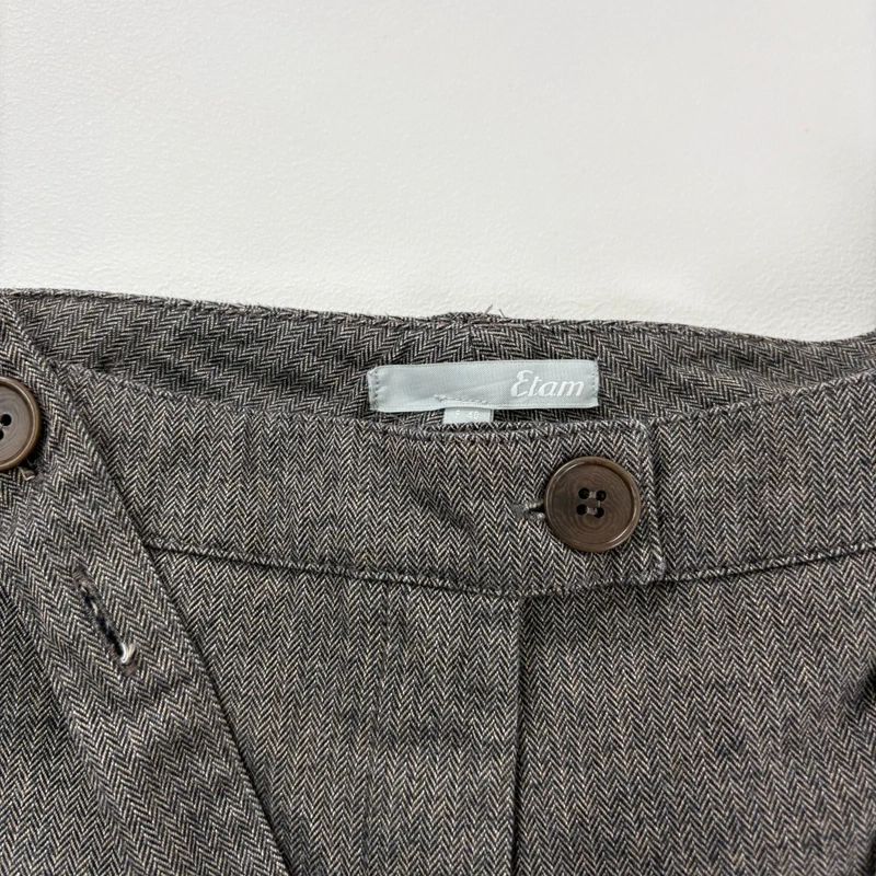 grey suspender flared suit trousers