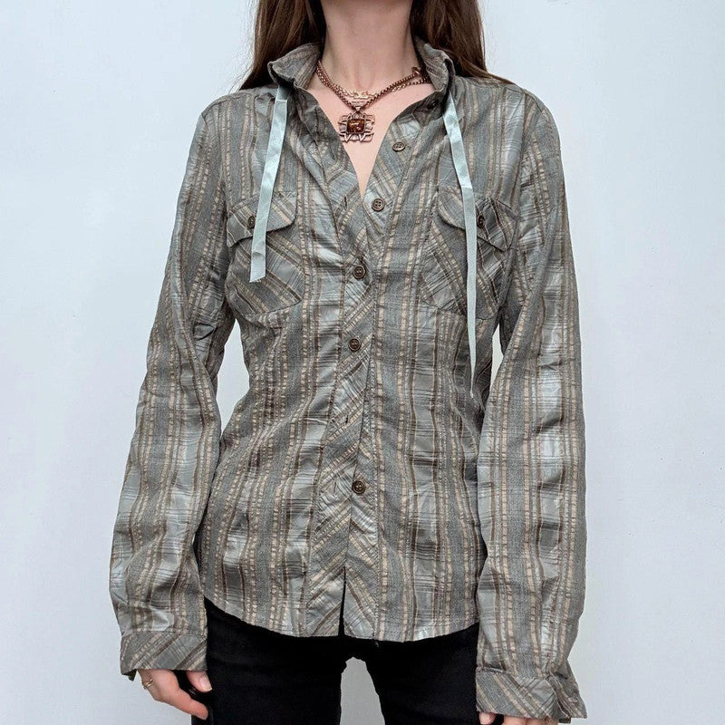 tartan checked flared grunge shirt