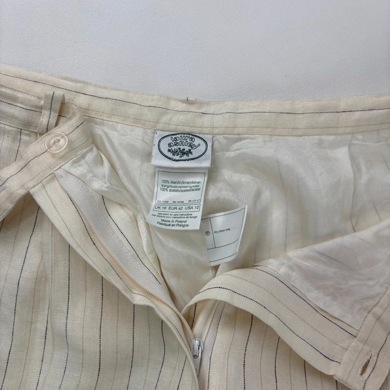 Laura Ashley vintage cream pinstripe trousers