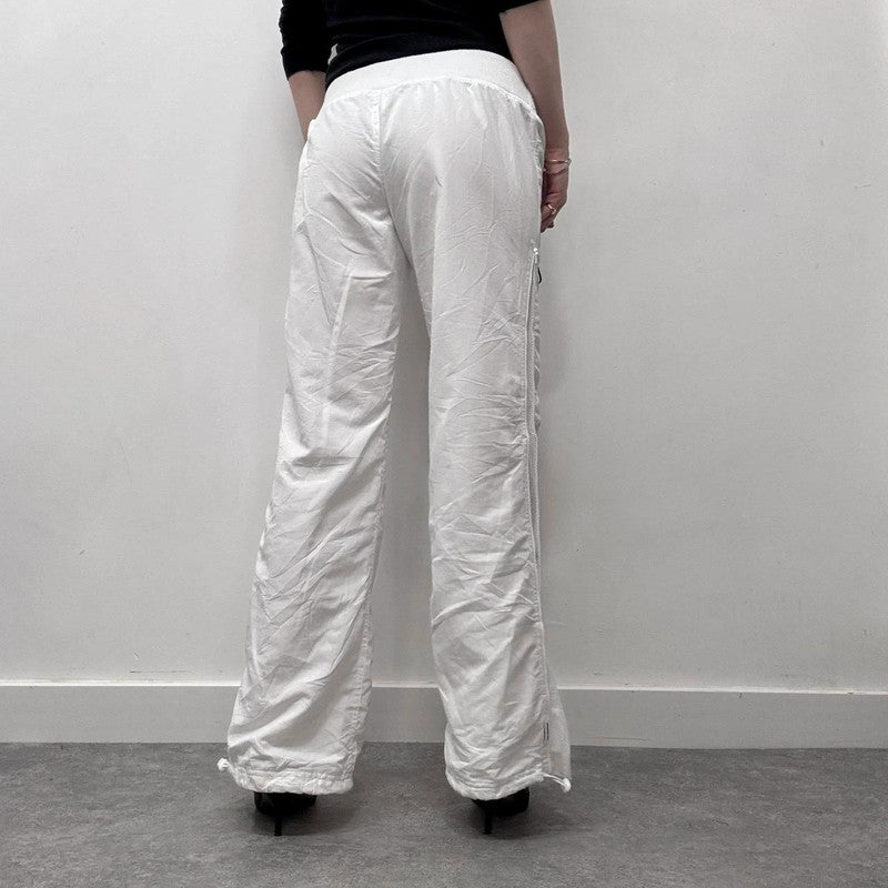 white flared wide leg trackies