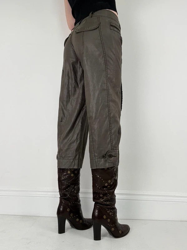 brown stright leg cropped capri pants