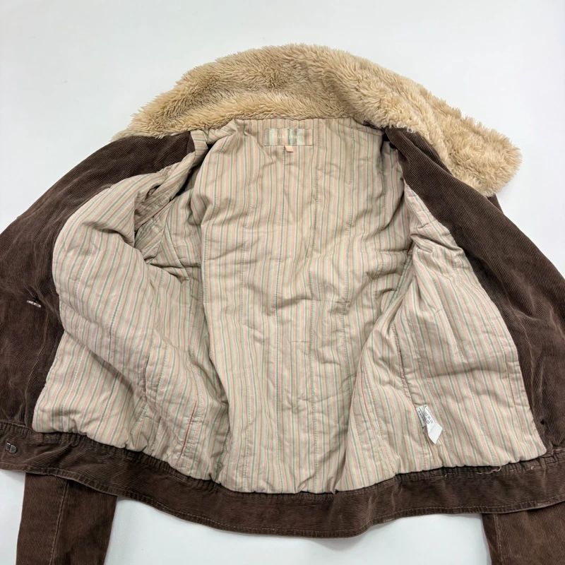 asymmetric brown cord jacket