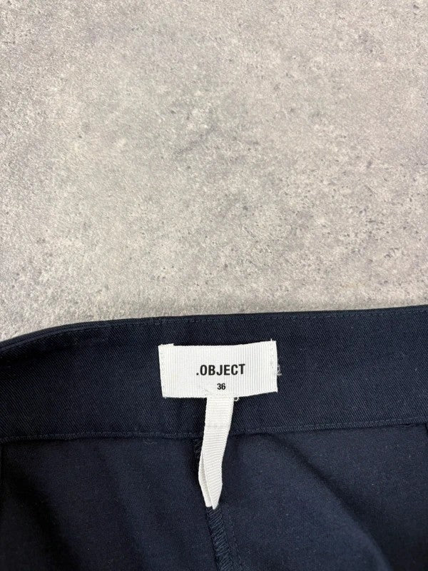 navy ultra wide leg lace hem trousers