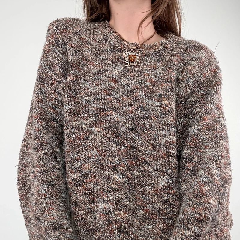 brown chunky knitted oversized jumper